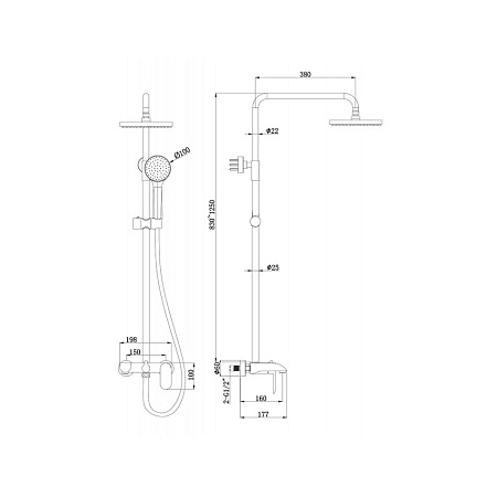 Душевая стойка Bravat Pure F6335369CP-A-RUS хром