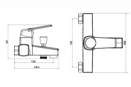 Смеситель OneLife P02-100cr для ванны с душем, хром