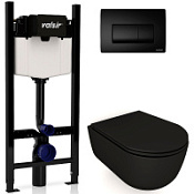 Комплект 4в1 инсталляции с WC и клавишей Valsir KIT VSBM 7334NEMT Slim P1 черный матовый