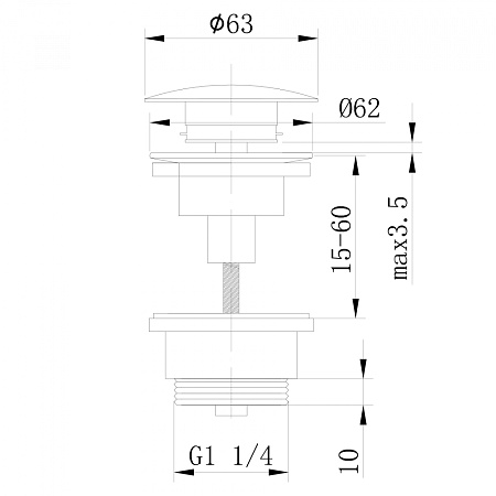 Донный клапан ABBER AF0011NG без перелива, никель