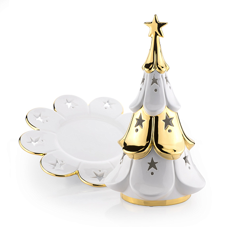 Сувенир ёлочка Migliore Christmas 29703 белый, декор золото