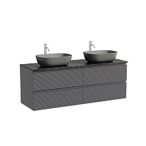 Тумба с раковиной и столешницей Sancos Folk 140 FL70GS+TT140A1X Grey soft/Black Sky