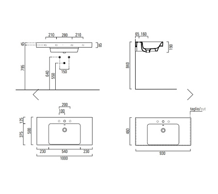 Раковина GSI Nubes 9651111 100×50 белый