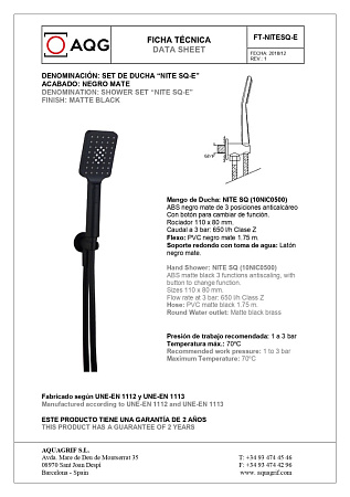 Душевой комплект AQG Alpha 19ALPEC21805 черный матовый