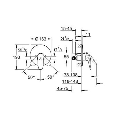 Смеситель Grohe Eurostyle New 23725003 для душа без подключения шланга