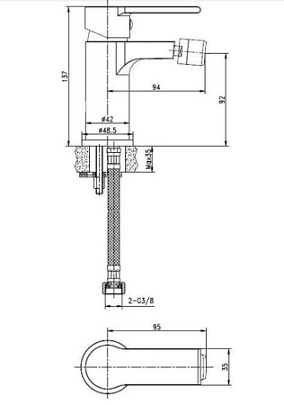 Смеситель Cersanit Brasko 63023 для биде, хром