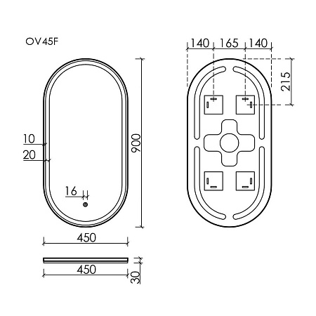 Зеркало Sancos Oval OV45F 45х90 с подсветкой