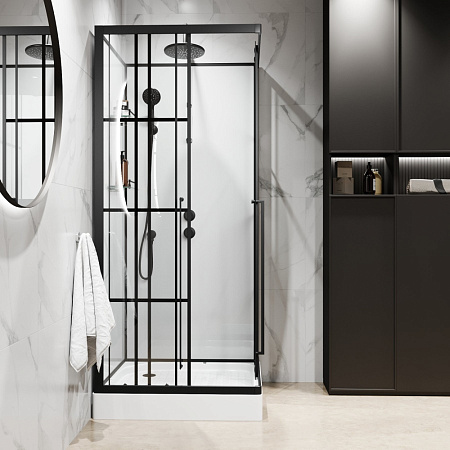 Душевая кабина Niagara Standart ST90/15QR/KL/BKT 90x90x225 черный матовый/прозрачный клетка