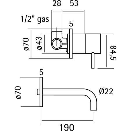 Смеситель Cisal Xion XI002510D1 для раковины, на 2 отверстия, нержавеющая сталь