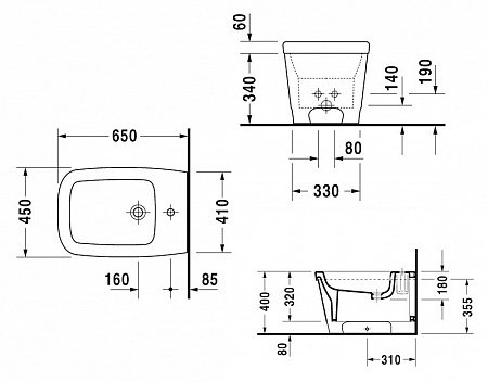 Биде напольное Duravit Esplanade 226210