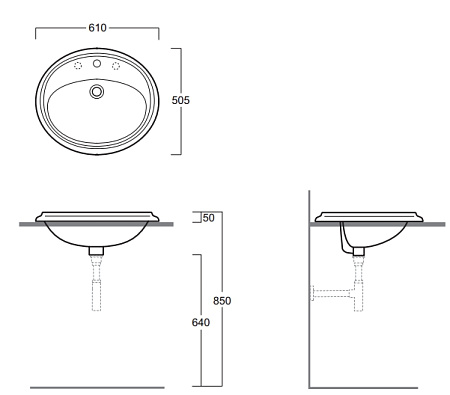 Раковина Simas Arcade AR859bi*3 61 с 3 отверстиями под смеситель