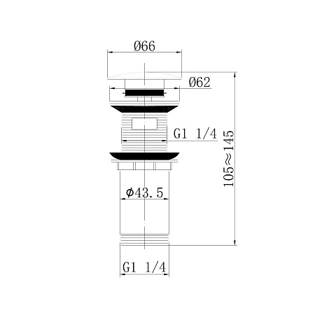 Донный клапан ABBER AF0010B с переливом, черный матовый