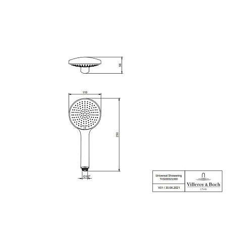 Душевая лейка Villeroy & Boch Universal TVS00002300061 хром/черный