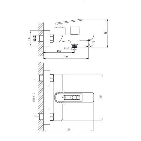 Смеситель для ванны и душа RUSH PALM PL2530-44 хром
