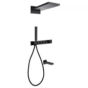 Душевая система ABBER Rund AF8753B скрытого монтажа с изливом, термостат, черный матовый