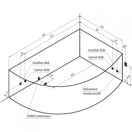 Акриловая ванна Vannesa Алари 2-01-0-1-1-218 168х120 L хром