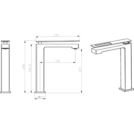 Смеситель Boheme Q 142-CRUW для раковины, хром/синий