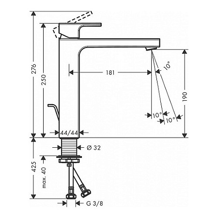 Смеситель Hansgrohe Vernis Shape 71562670 для раковины, черный матовый