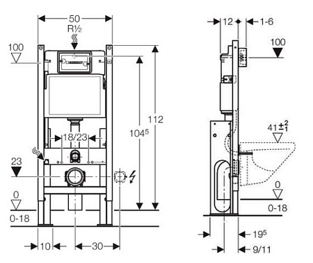 Система инсталляции Geberit Duofix UP100 457.570.00.1 для подвесного унитаза
