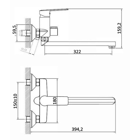 Смеситель Agger Clean A2421100 для ванны с душем