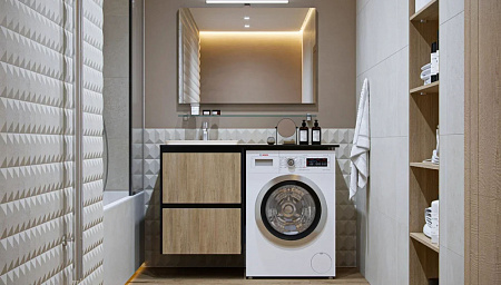 Тумба под раковину Velvex Klaufs 56х50 под стиральную машину, 2 ящика, черный/дерево