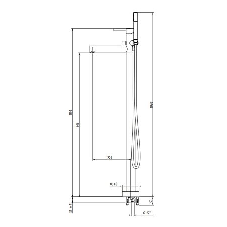Смеситель Gattoni Circle One 9008/90NO для ванны, черный матовый
