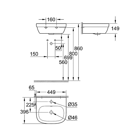 Раковина Grohe Euro 39324000 45 см
