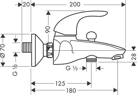 Смеситель Hansgrohe Focus E 31740000 для ванны с душем