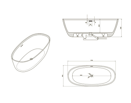 Ванна из искусственного камня NTBagno Palermo NT203 170х80 белый матовый
