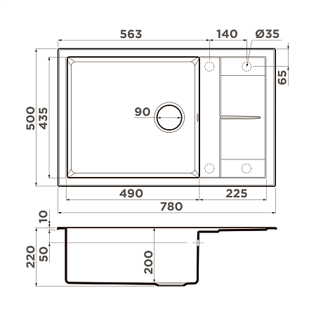 Кухонная мойка Omoikiri Sumi 78A-LB-GB 78x50x20 графит