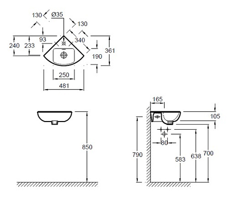 Раковина Jacob Delafon Odeon Up E4733-00 34х34 см