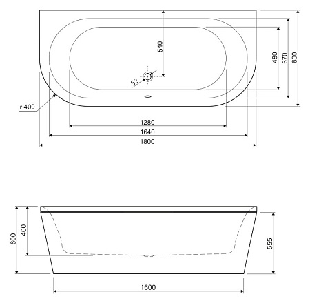 Акриловая ванна Cezares Metauro Wall METAURO-wall-180-80-40 180х80
