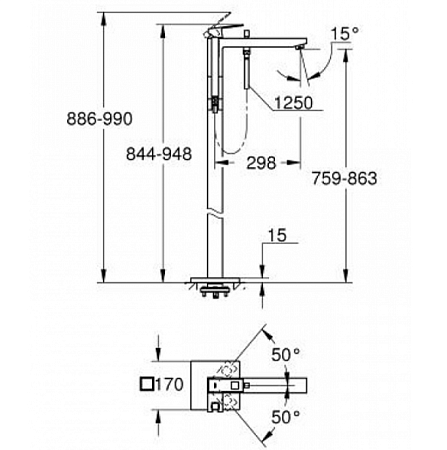 Смеситель Grohe Eurocube 23672001 напольный для ванны с душем