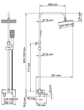 Душевая стойка WasserKRAFT A17701 хром