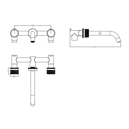 Смеситель Boheme Aura 152-2-G-A для раковины, золото