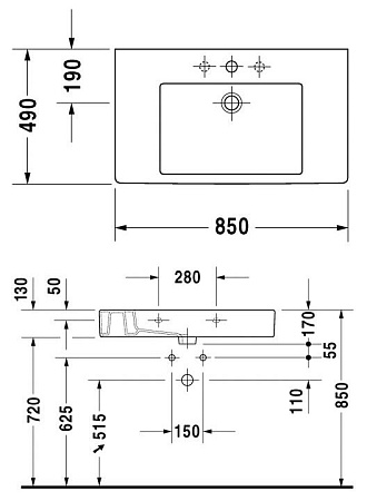 Раковина Duravit Vero 0329850000 85