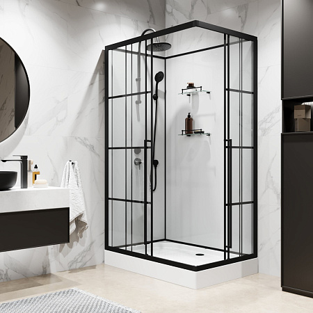 Душевая кабина Niagara Standart ST100/80/15QL/KL/BKT 100x80x225 черный матовый/прозрачный клетка
