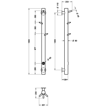 Полотенцесушитель электрический Boheme Uno Oak 724-MW 150х20 белый матовый