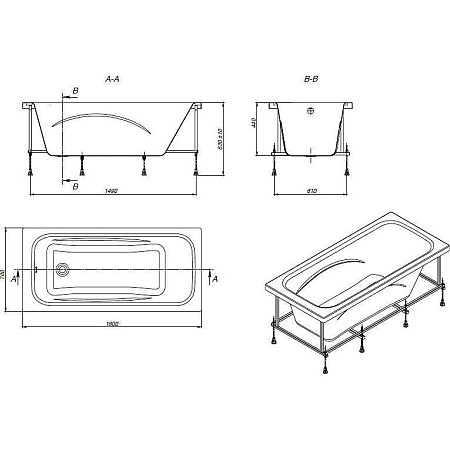 Ванна акриловая Roca Line ZRU9302985 160х70 см