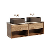 Тумба с раковиной и столешницей Sancos Marmi 1.0 140 MR1.070ECH+TT140A2 дуб чарльстон/Kreman