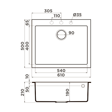 Кухонная мойка Omoikiri Bosen 61A-GB 61x50x19 графит