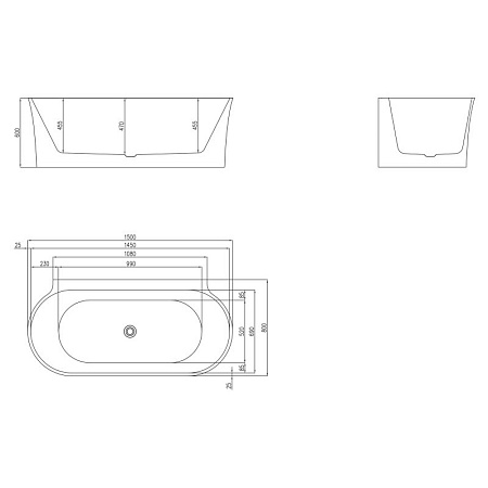 Акриловая ванна BelBagno BB409-1500-800 150x80 белый