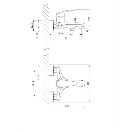 Смеситель Lemark Linara LM0414C для ванны, хром