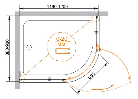 Душевой уголок Cezares Bergamo BERGAMO-RH-1-120/90-C-Cr-L(-R)
