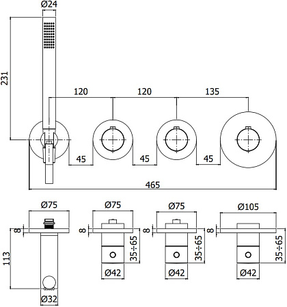 Смеситель Paffoni Modular Box MDE000BO для ванны с душем, белый