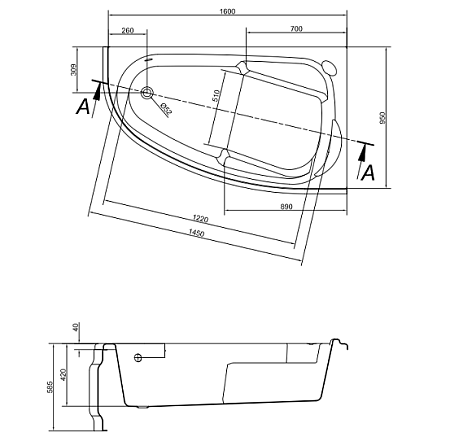Акриловая ванна Cersanit Joanna WA-JOANNA*160-R 160х95 R