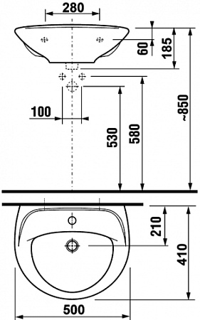 Раковина Jika Lyra 8142700001049 50x41x18 белый