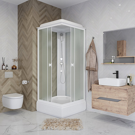 Душевая кабина Niagara Promo P100/26Q/MT 100x100x215 L/R стекло матовое/профиль белый