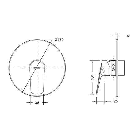 Смеситель Bravat Rhein PB8429564BW-ENG для душа, черный матовый