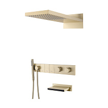 Душевой комплект Boheme Zodiac 133-2-MG для душа, с термостатом, с изливом, золото матовое
